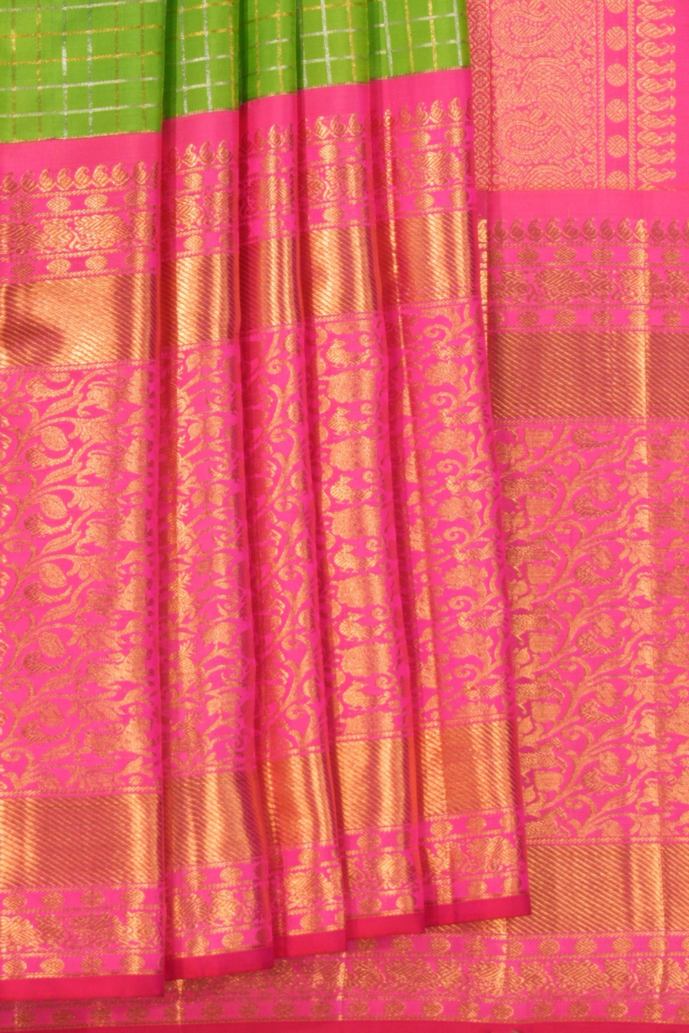 Kanchipattu Kattam Green Saree