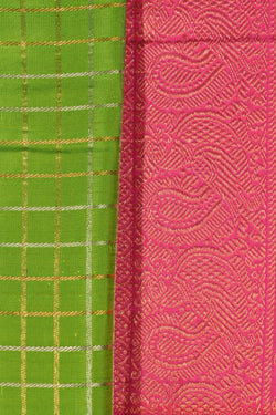 Image of Kanchipattu Kattam Green Saree