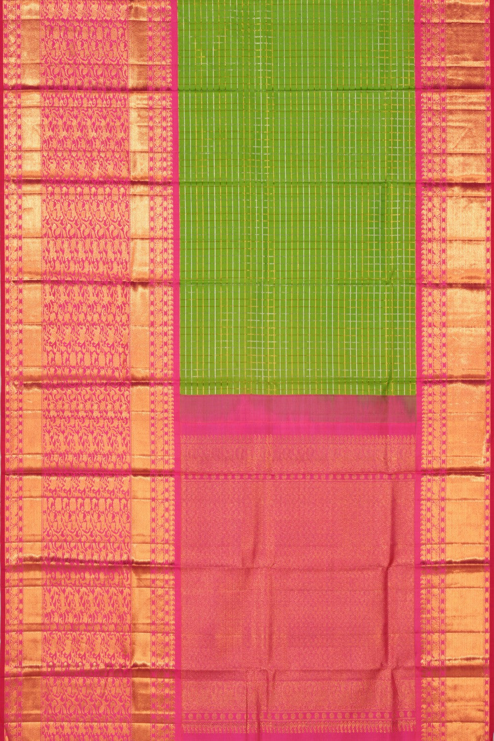 Kanchipattu Kattam Green Saree