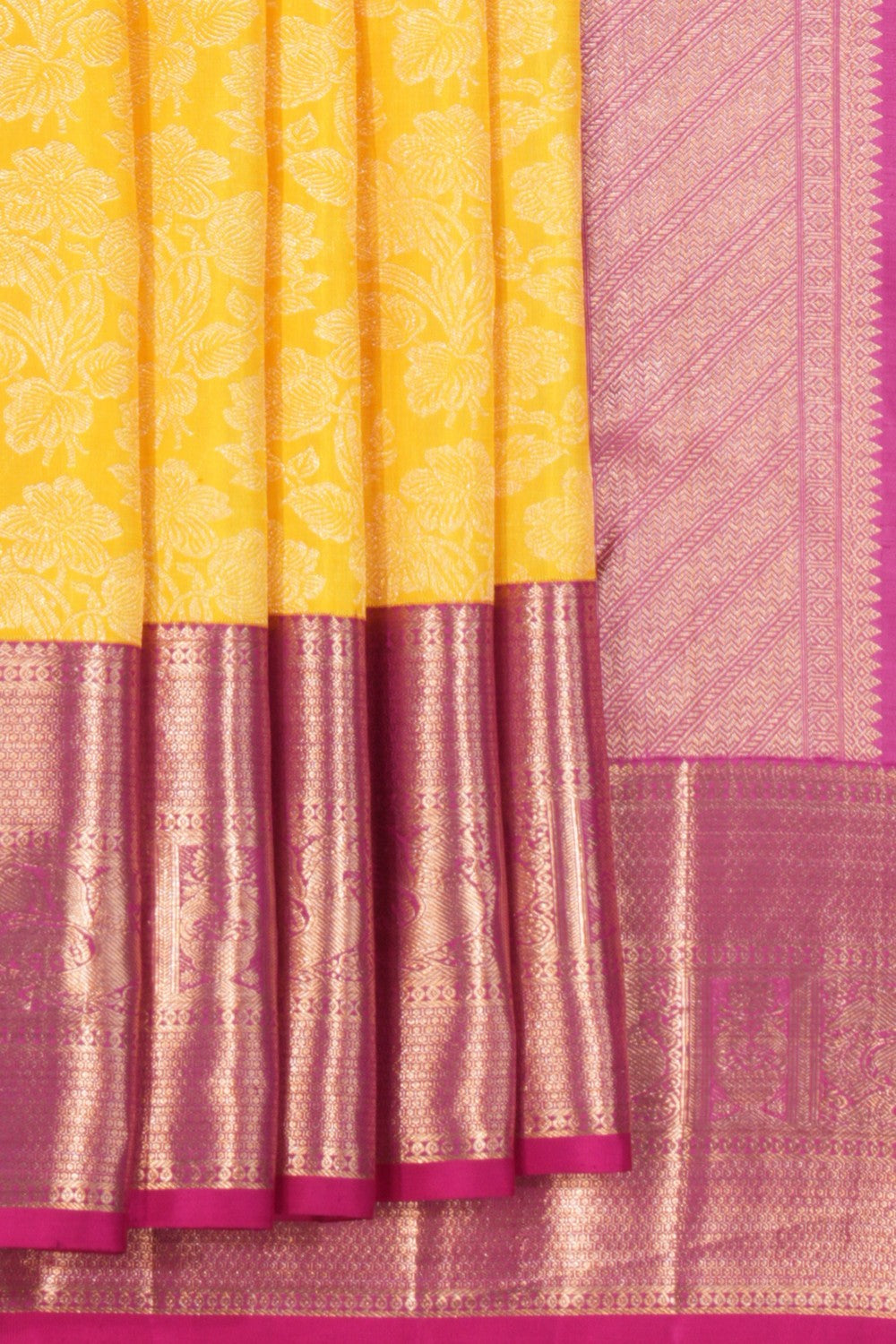 Kanchipattu Brocade Yellow Saree