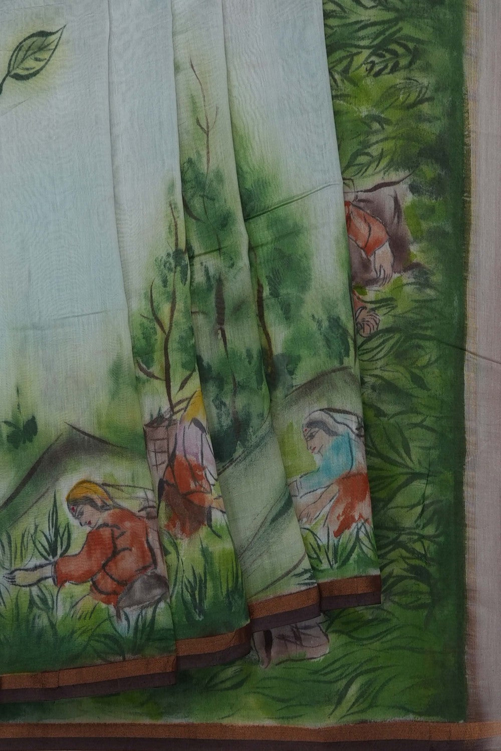 Image of Green Chanderi Silk Cotton Saree
