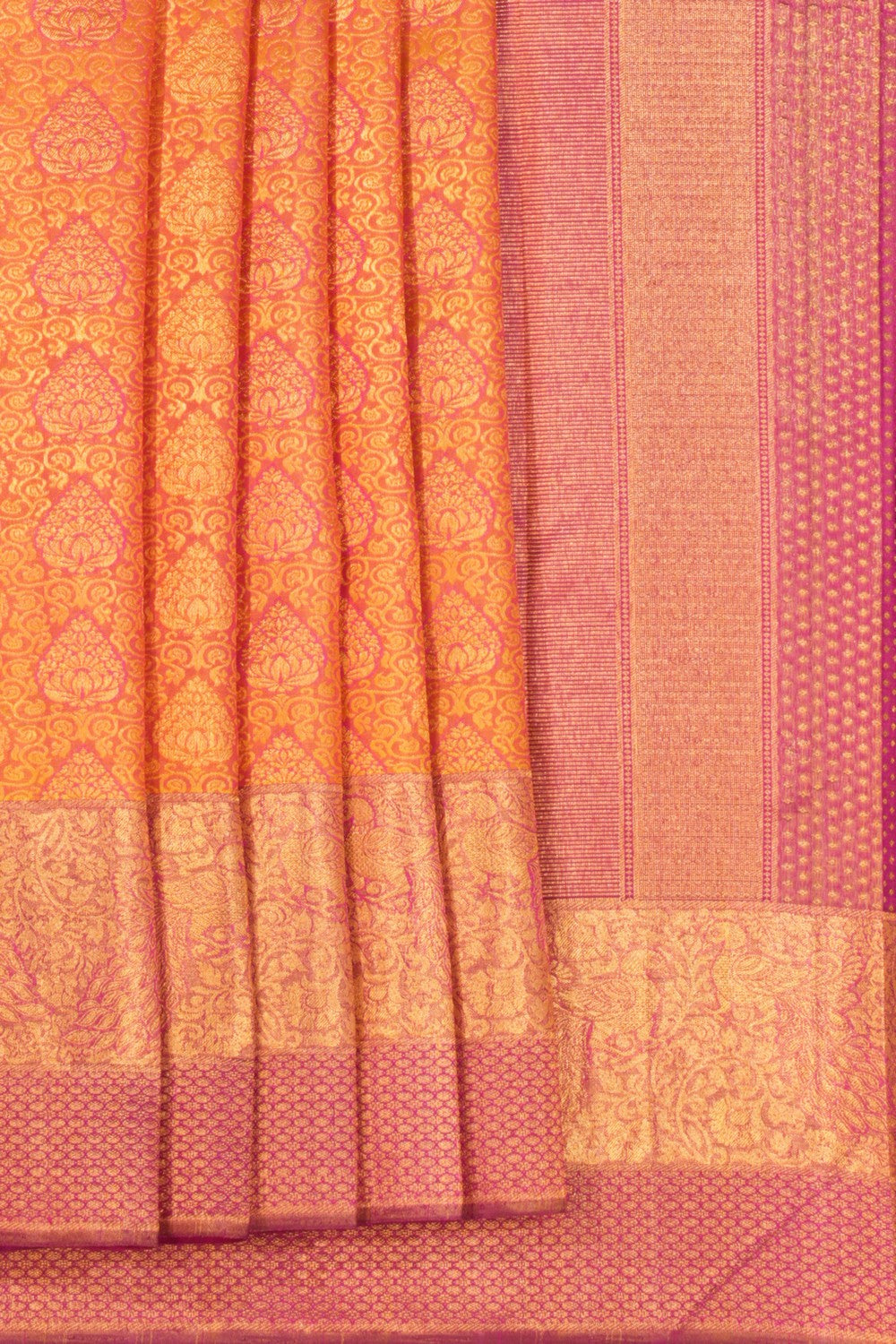 Arani Silk Brocade Mustard Saree