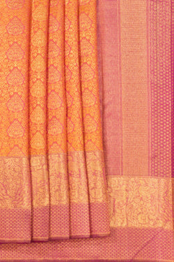 Image of Arani Silk Brocade Mustard Saree