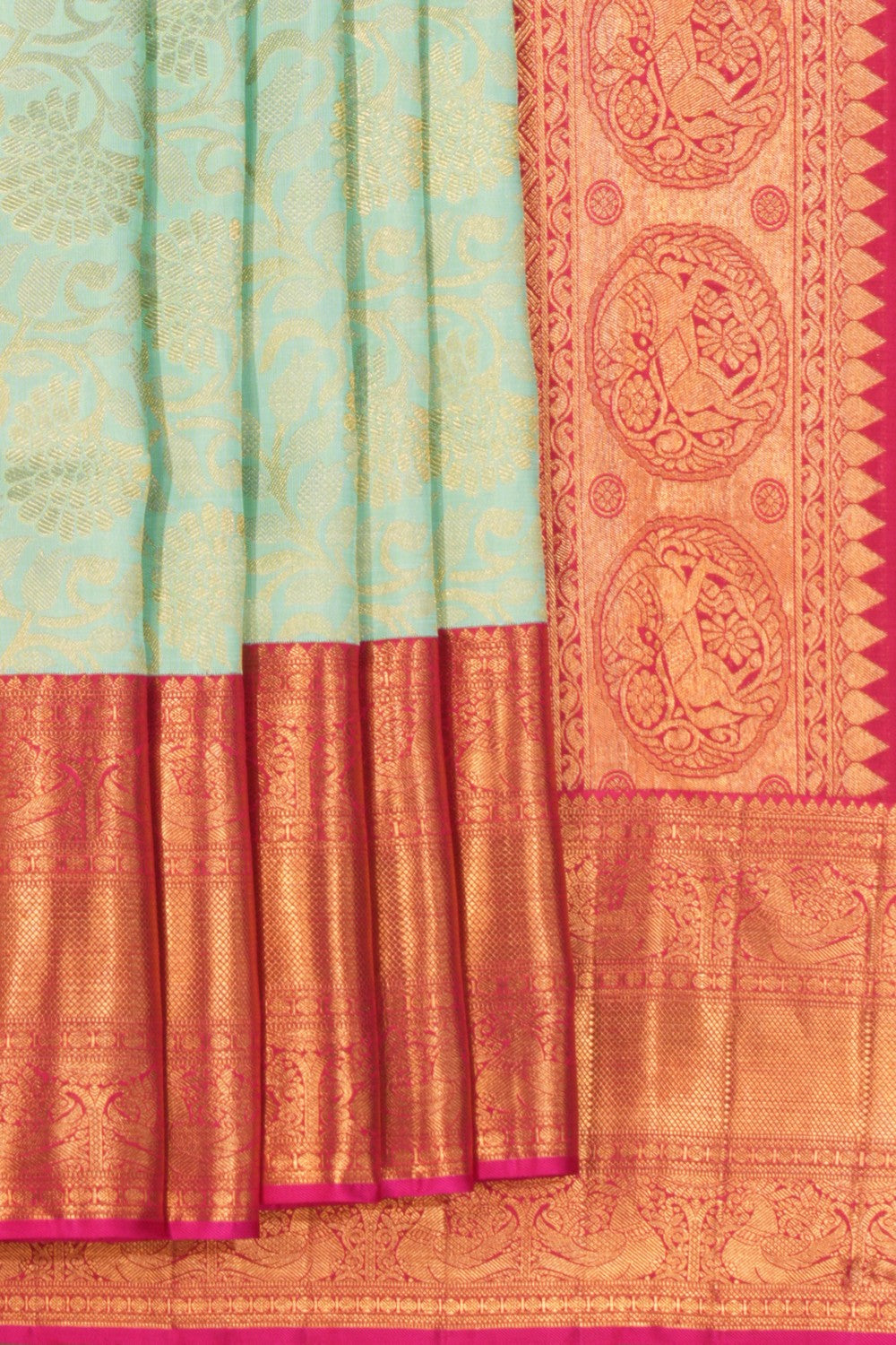 Arani Silk Brocade Mint Green Saree