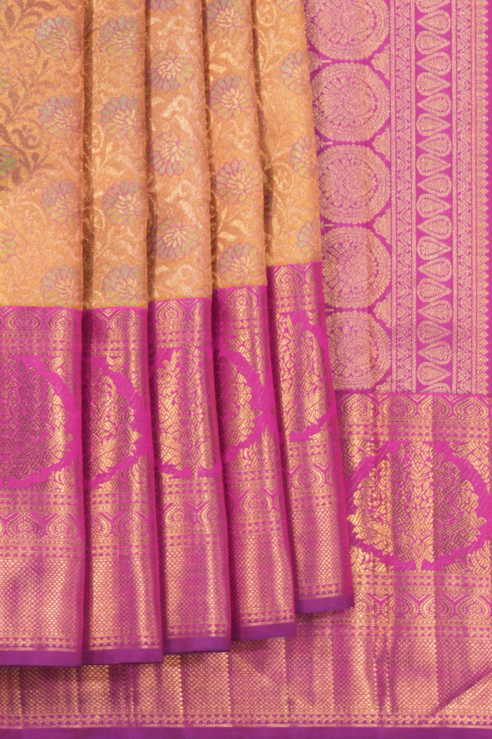 Kanchipuram Silk Tissue Brocade Gold Saree