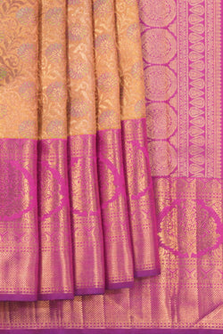 Image of Kanchipuram Silk Tissue Brocade Gold Saree