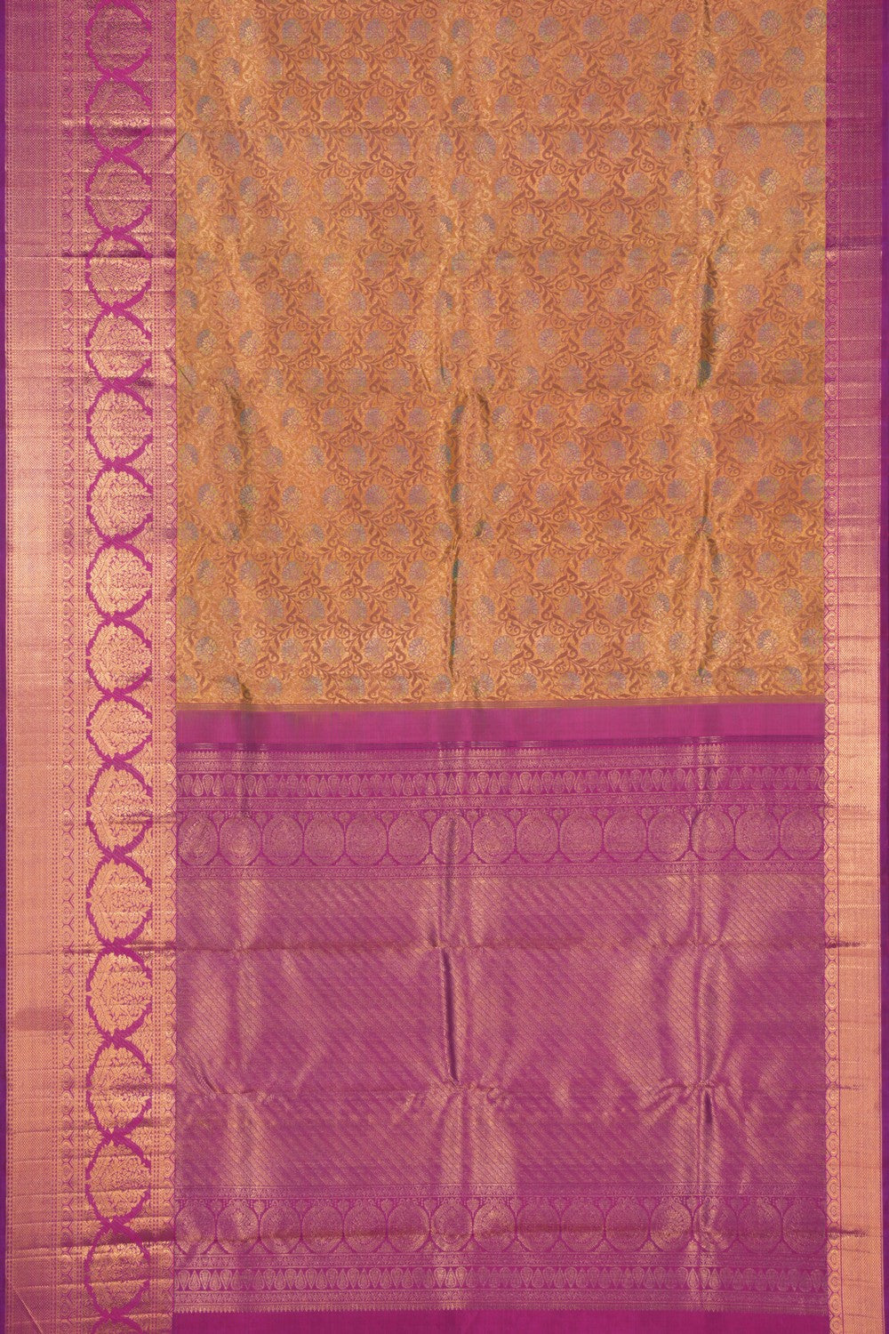 Kanchipuram Silk Tissue Brocade Gold Saree