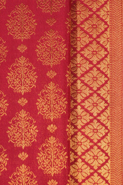 Image of Kanchipuram Silk Brocade Red Saree