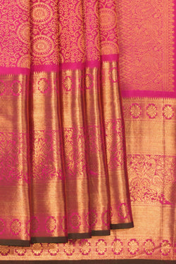 Image of Kanchipuram Silk Brocade Pink Saree