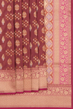 Image of Banarasi Silk Gorgeous Caramel-Brown Saree