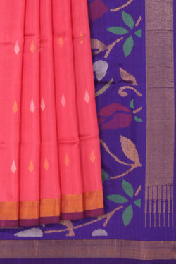 Image of Uppada Silk Coral-Pink Saree