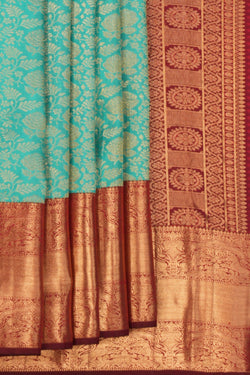 Image of Kanchipattu Brocade Sea Blue Saree