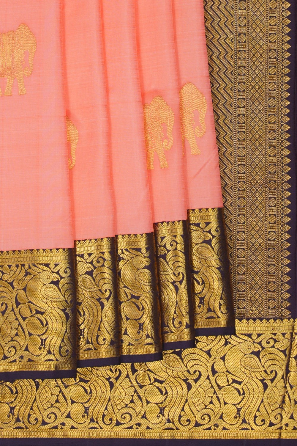 Image of Kanchipattu Peach Saree