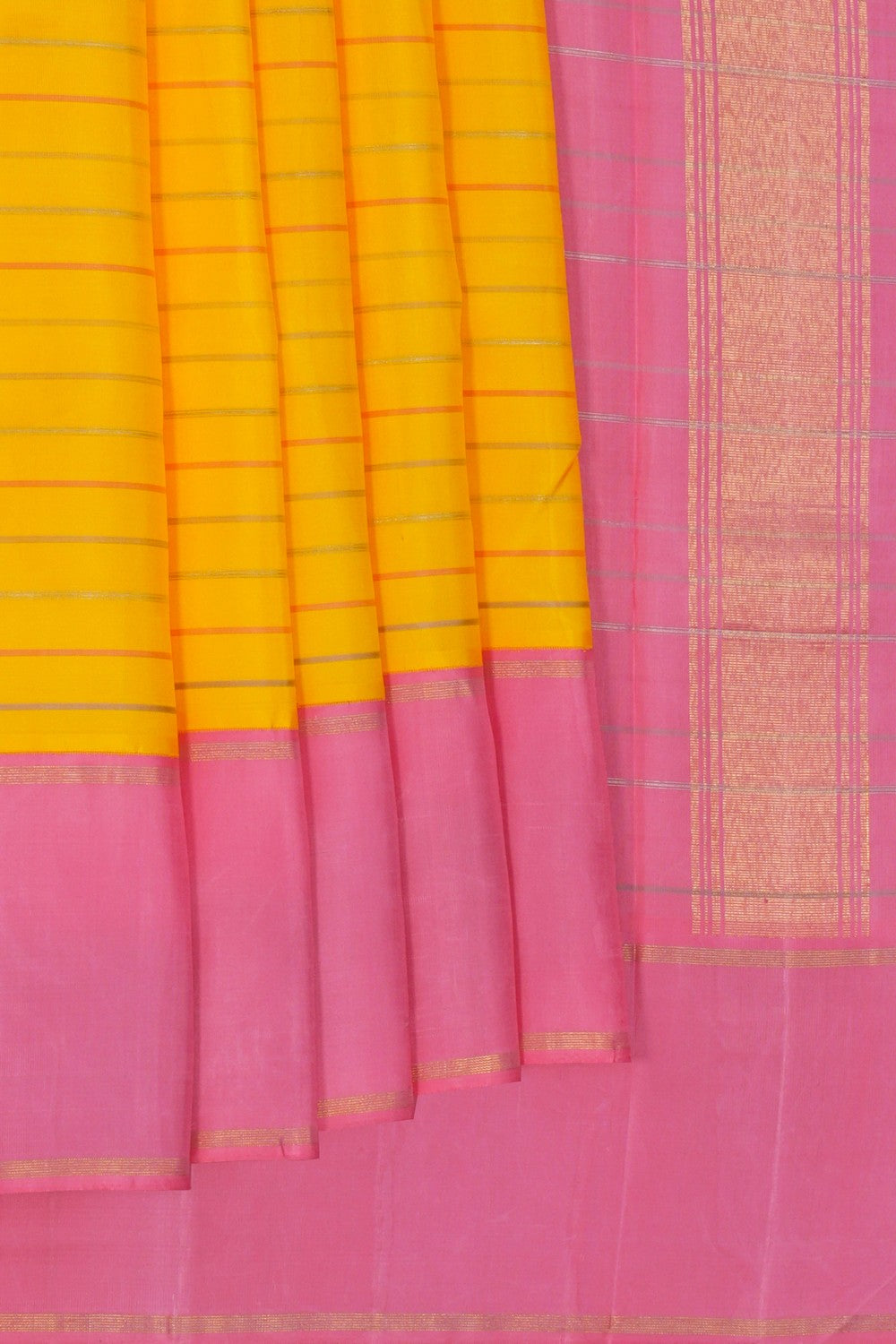Image of Kanchipuram Silk Yellow Saree