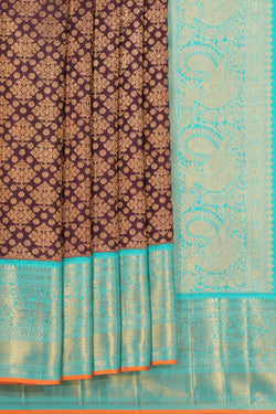 Image of Kanchipuram Silk Brocade Violet Saree