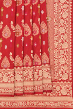 Image of Banarasi Silk Red Saree