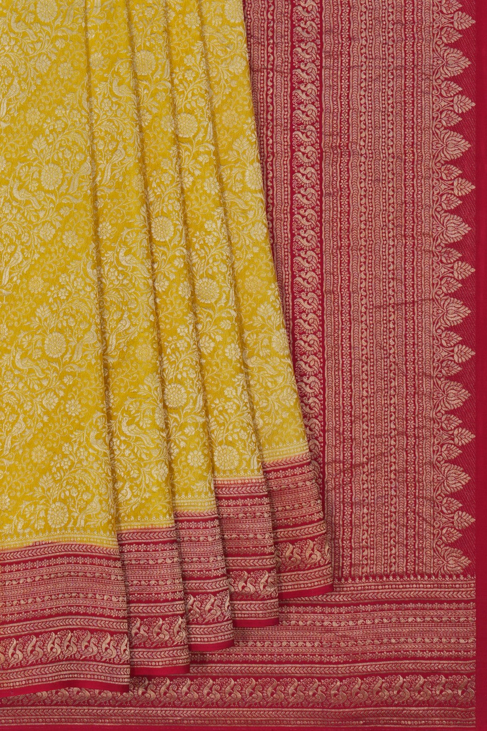 Image of Banarasi Crepe Yellow Saree