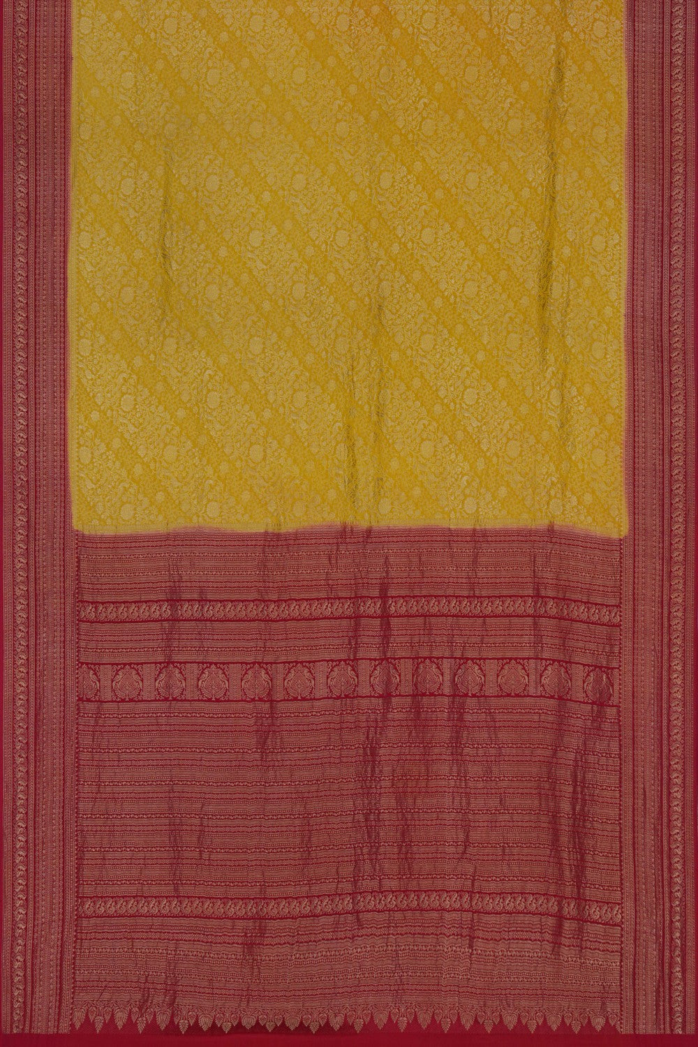 Image of Banarasi Crepe Yellow Saree