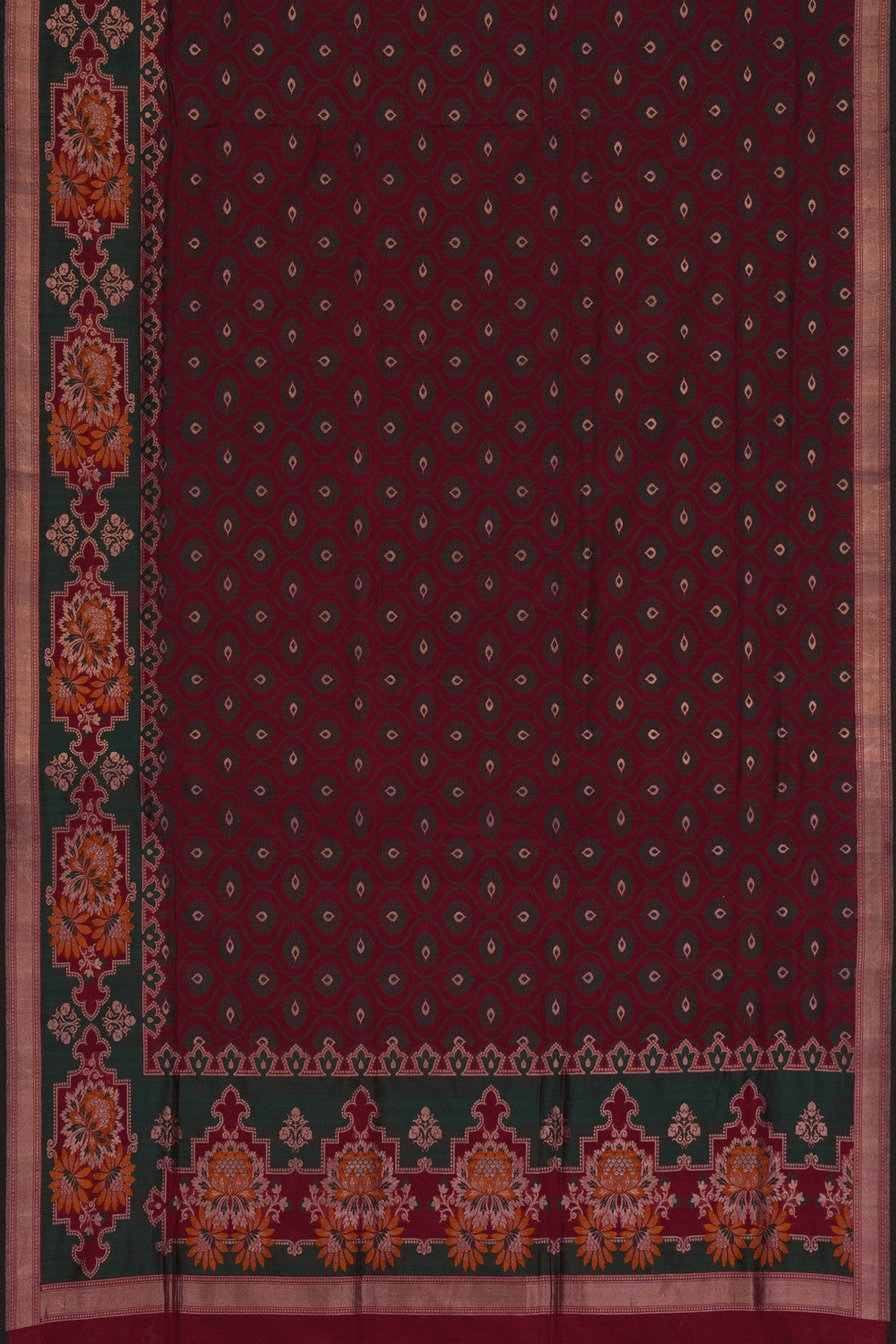 Image of Banarasi Brocade Silk Maroon Saree