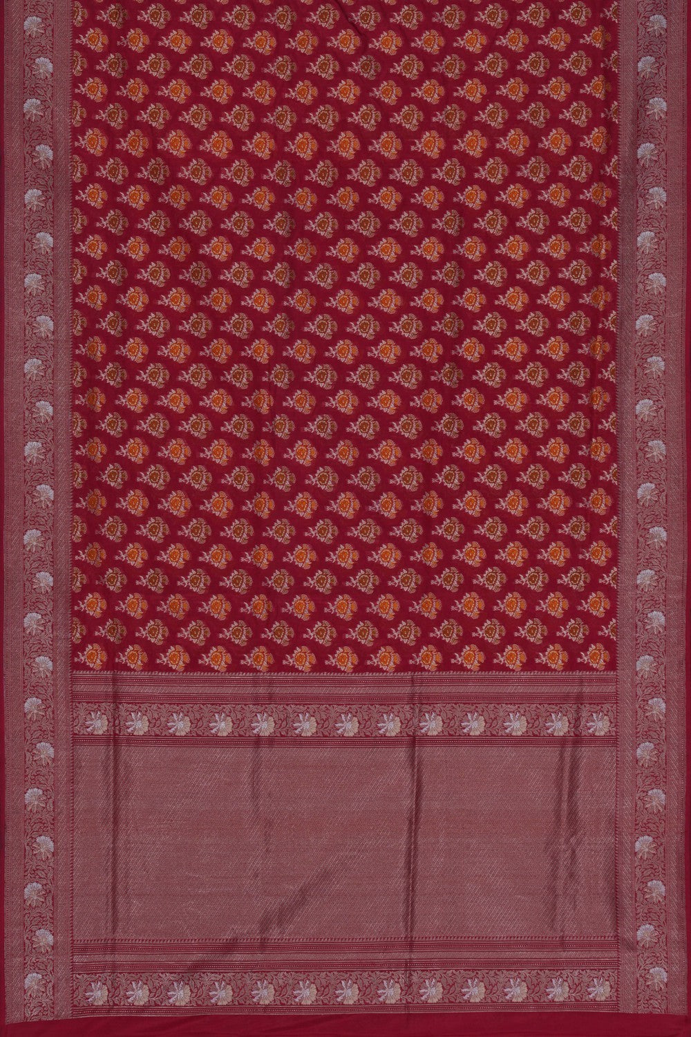 Image of Banarasi Brocade Silk Red Saree