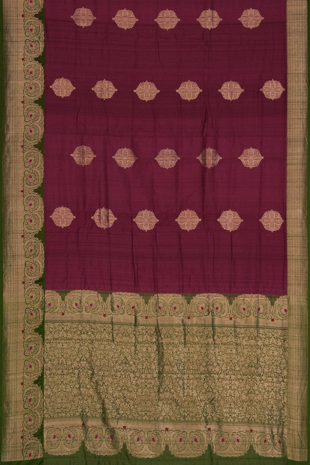 Image of Banarasi Tussar Silk Plum Pink Saree