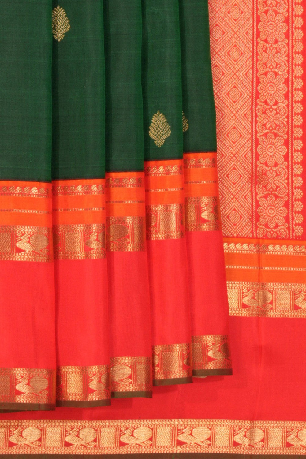 Kanchipuram Silk Bottle Green Saree