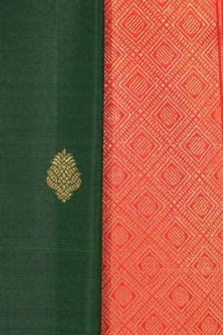 Image of Kanchipuram Silk Bottle Green Saree