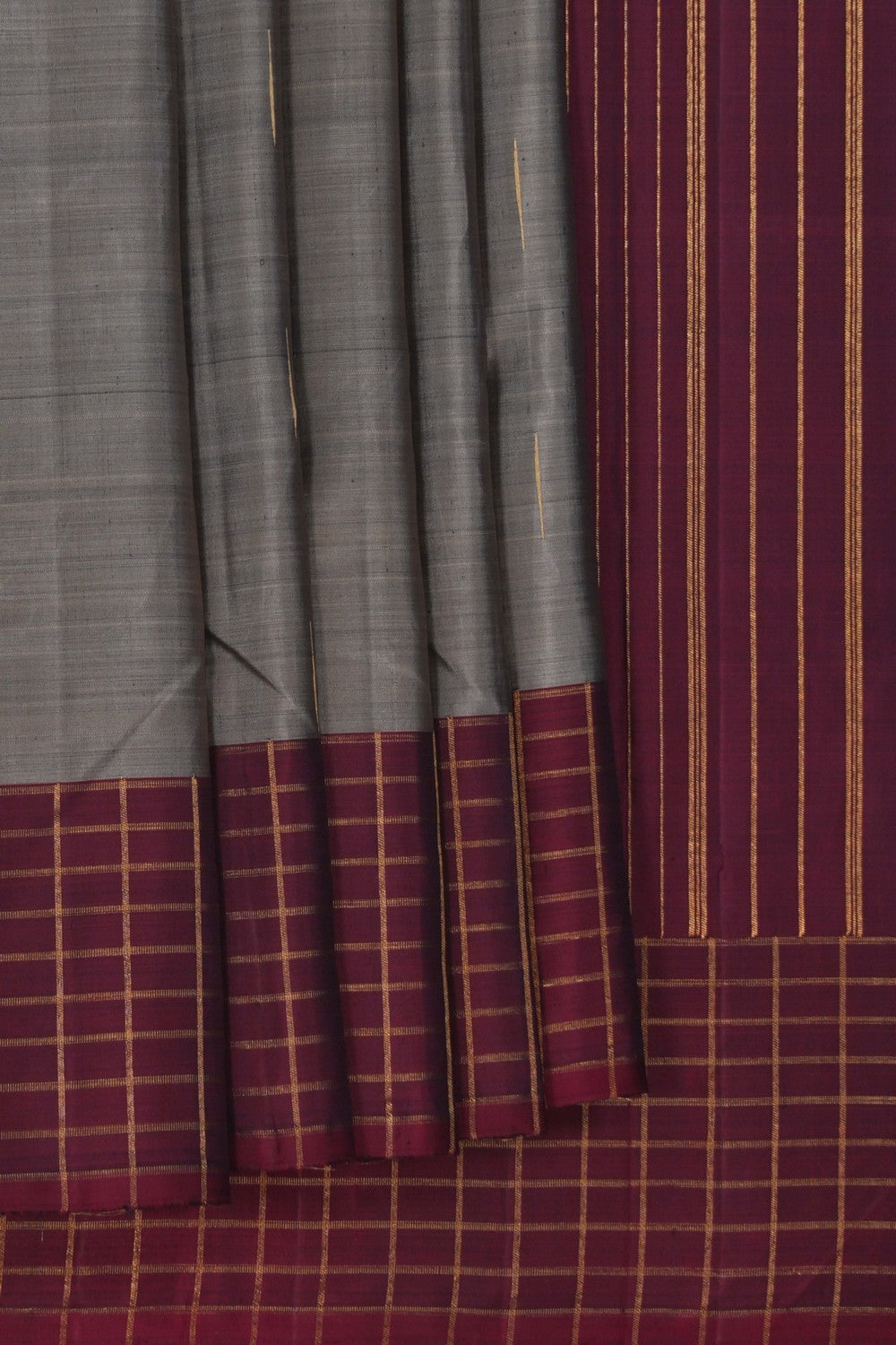 Image of Kanchipuram Silk Grey Saree