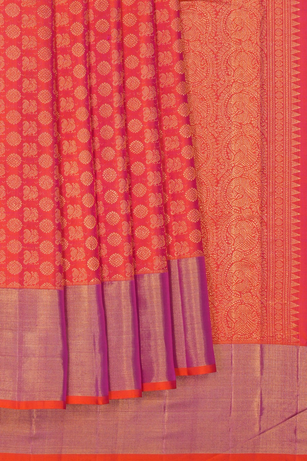 Image of Fuchsia-Pink Brocade Kanchipattu Saree