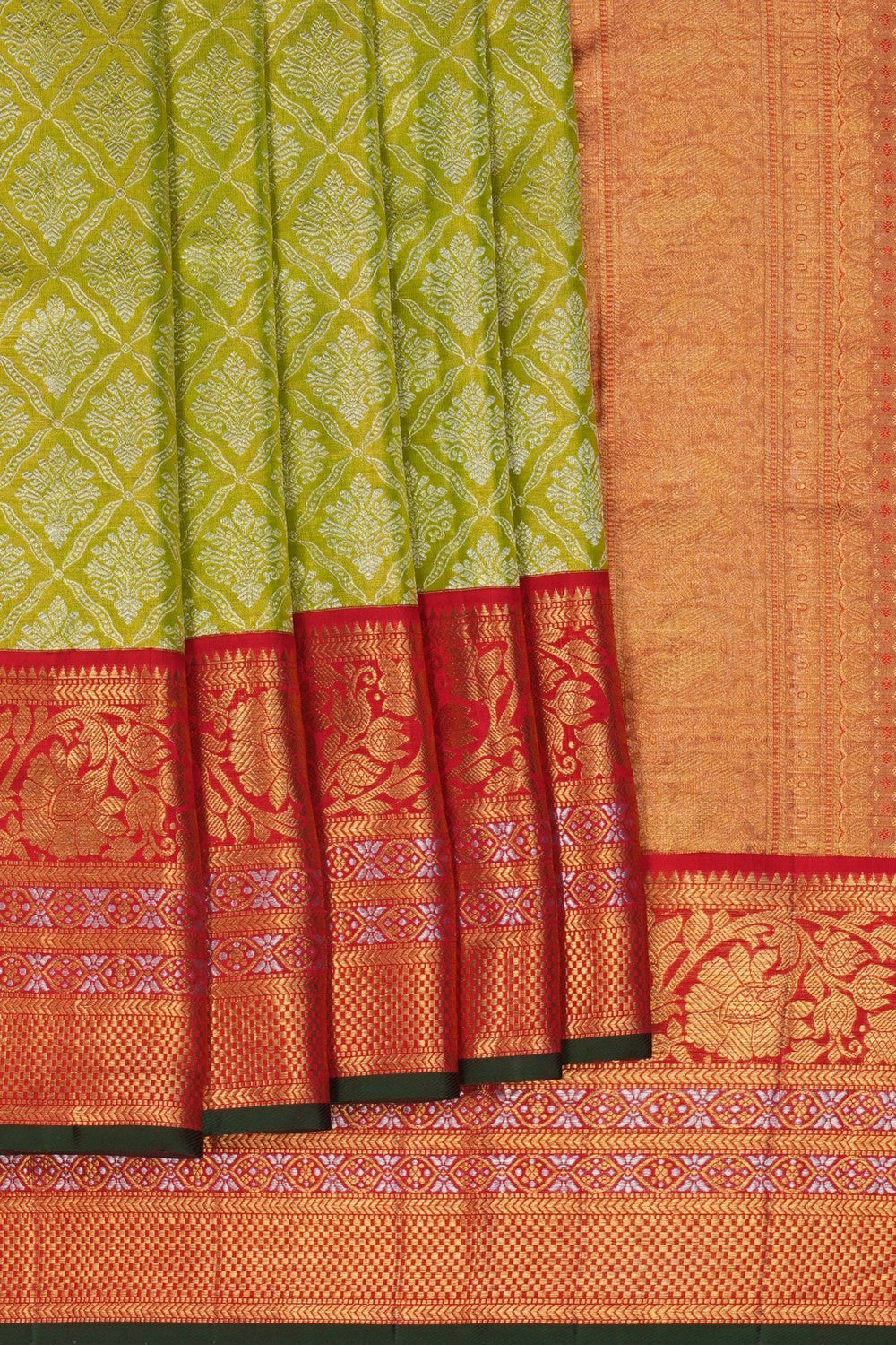 Image of Green Tissue Brocade Kanchipattu Saree