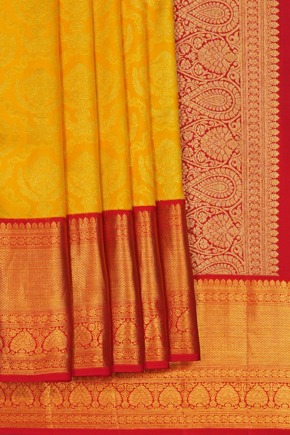 Image of Yellow Brocade Kanchipattu Saree