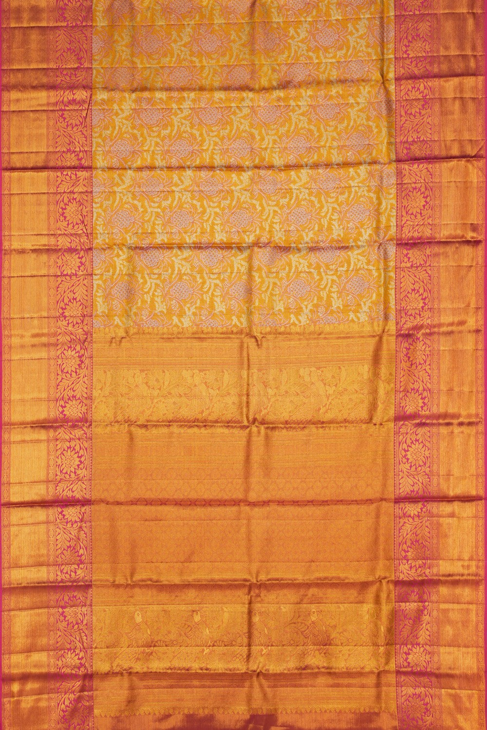 Image of Yellow Tissue Brocade Kanchipattu Saree