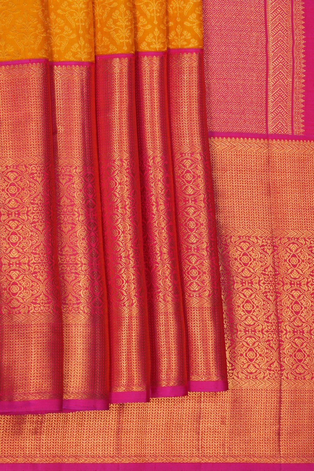 Image of Yellow Tissue Brocade Kanchipattu Saree