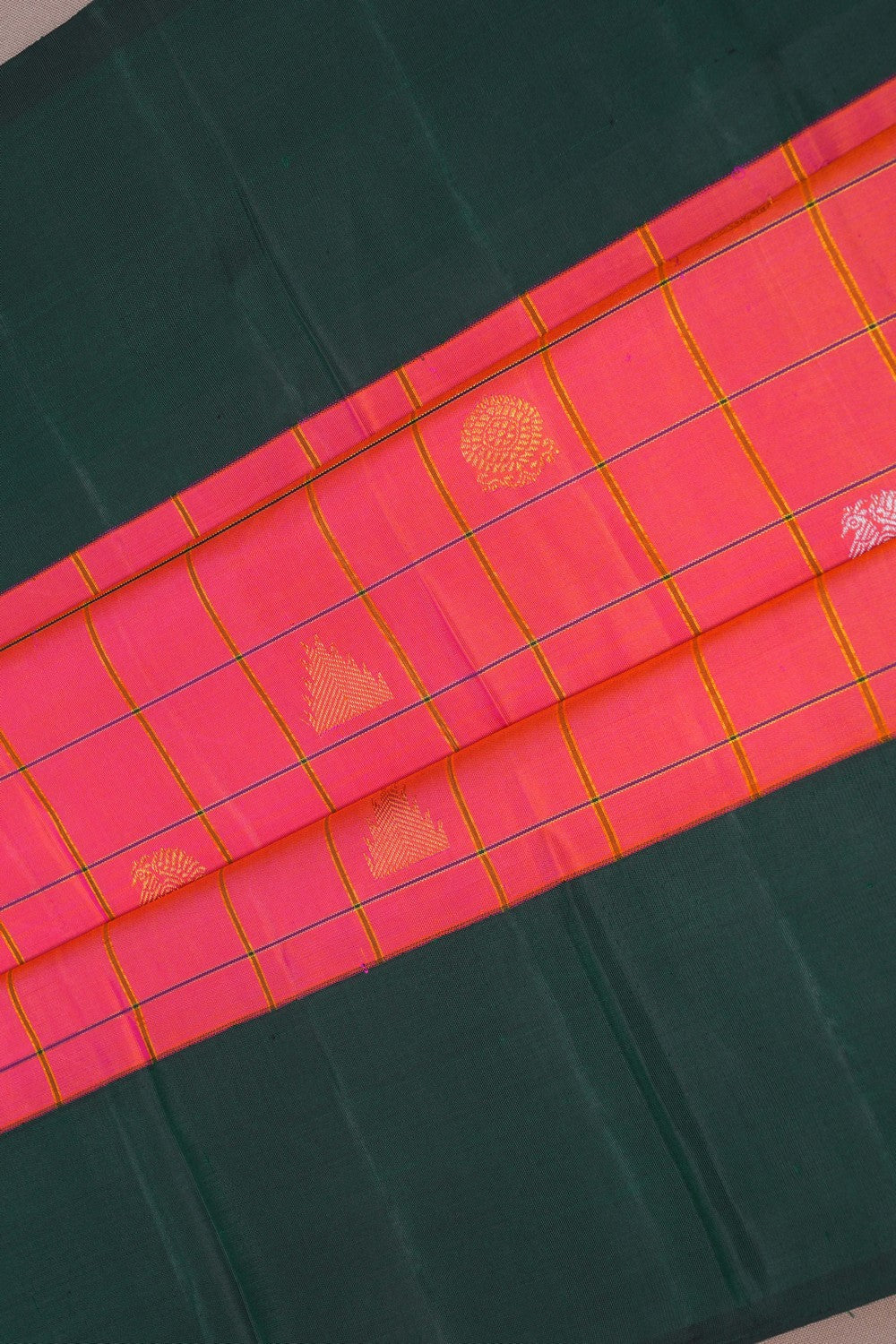 Image of Kanchipuram Silk Kattam Pink Saree