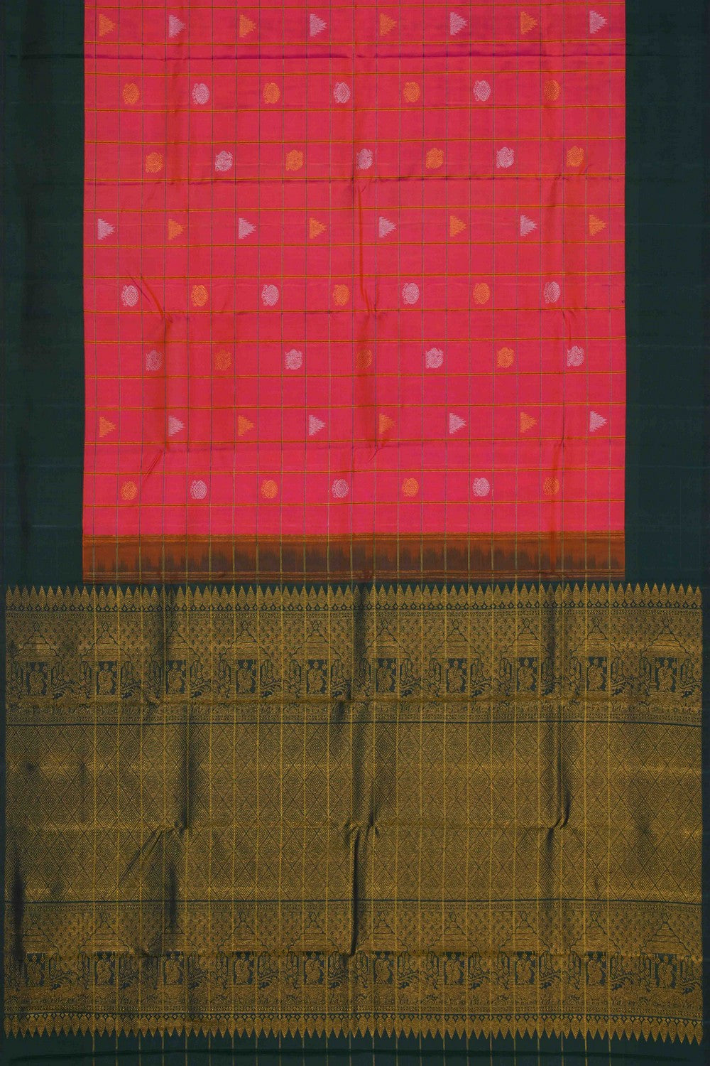 Image of Kanchipuram Silk Kattam Pink Saree