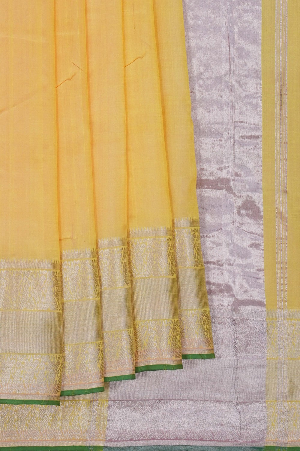 Image of Mangalgiri Silk Yellow Saree