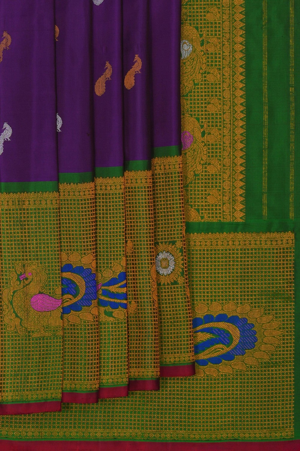 Image of Gadwal Silk Purple Saree