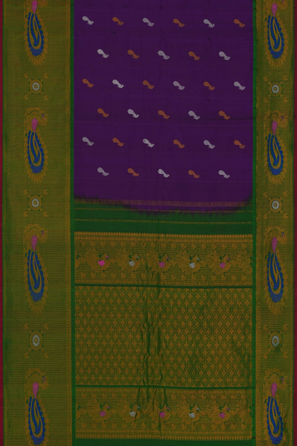 Image of Gadwal Silk Purple Saree