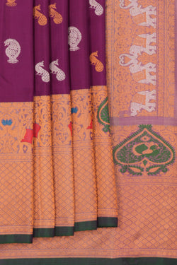 Image of Gadwal Silk Magenta Pink Saree