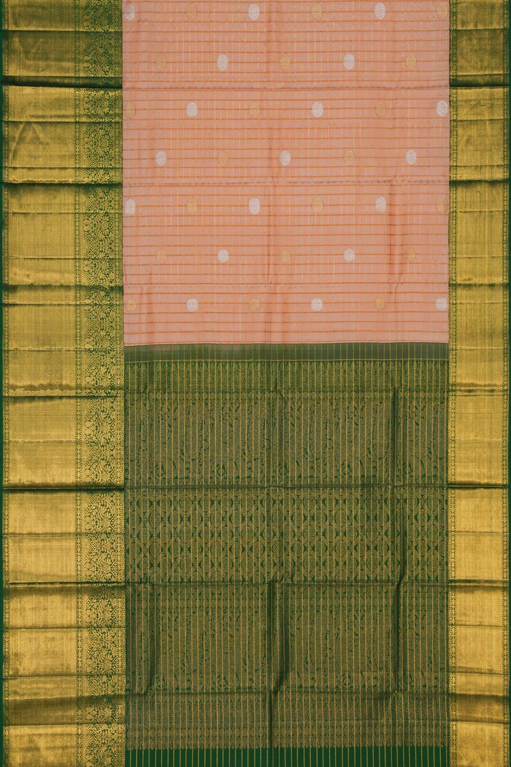 Image of Peach Brocade Kanchipattu Saree