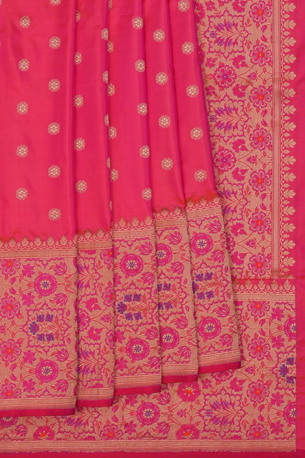 Image of Banarasi Brocade Silk Fuchsia-Pink Saree