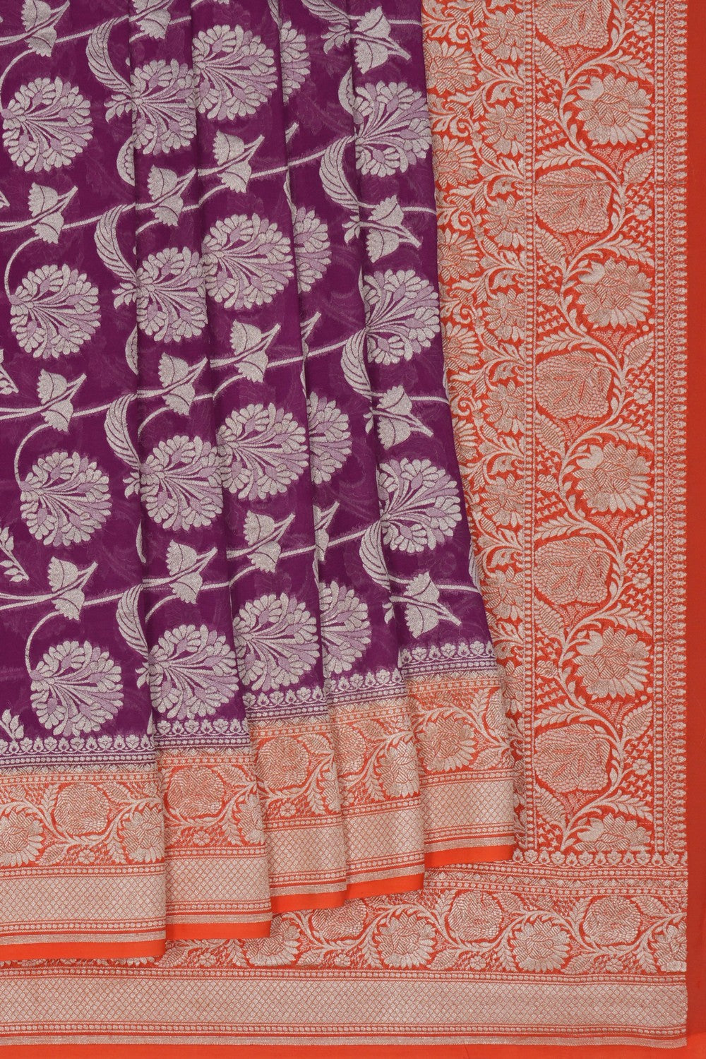 Image of Banarasi Chiffon Purple Saree