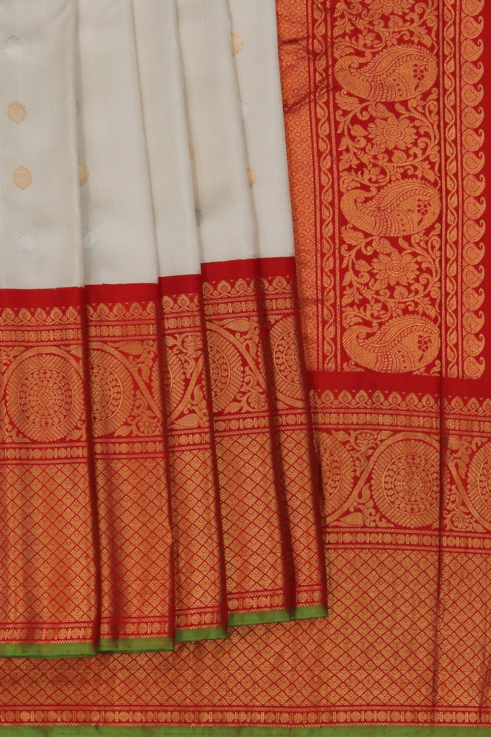 Image of Gadwal Silk Off-White Saree