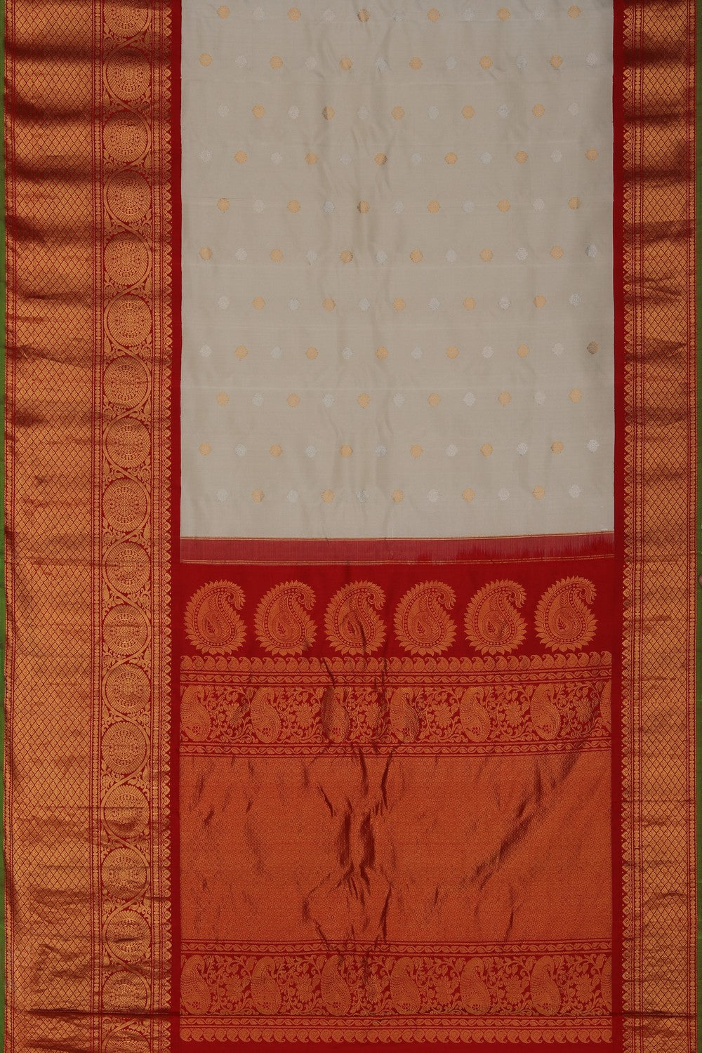 Image of Gadwal Silk Off-White Saree