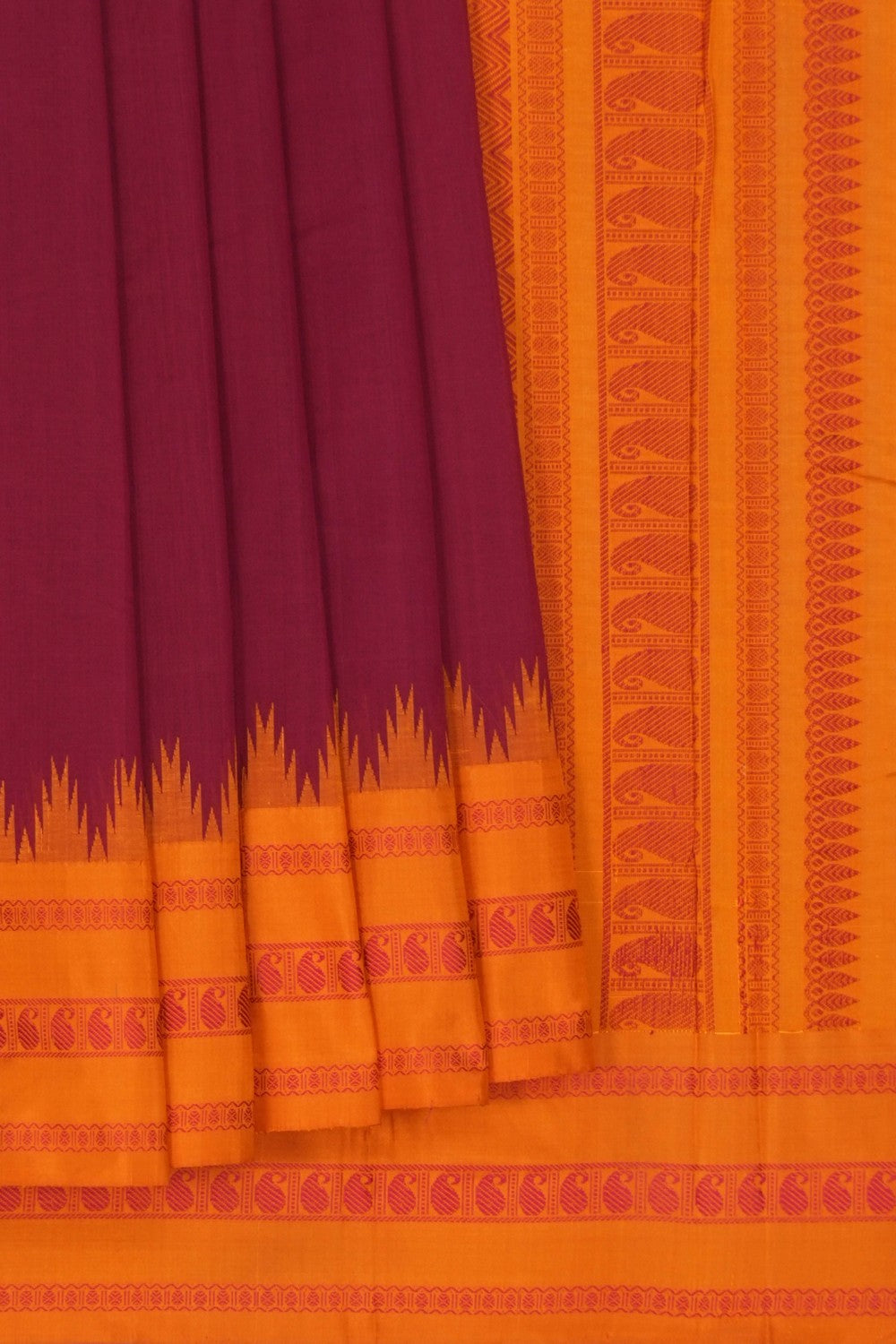 Image of Kanchi Cotton Maroon Saree