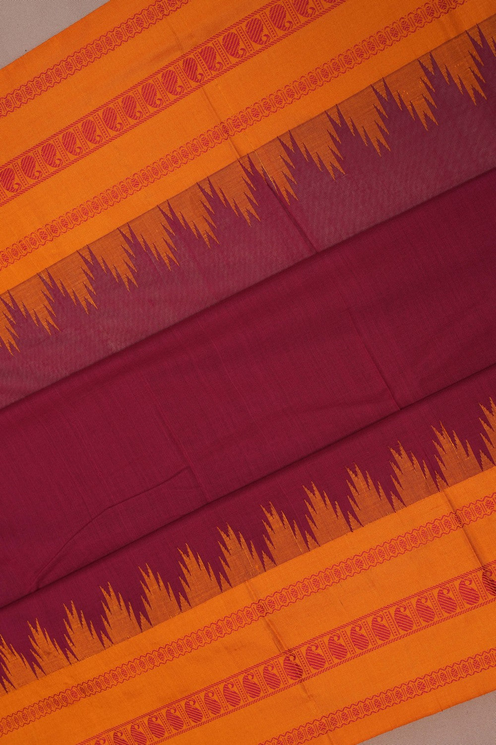 Image of Kanchi Cotton Maroon Saree