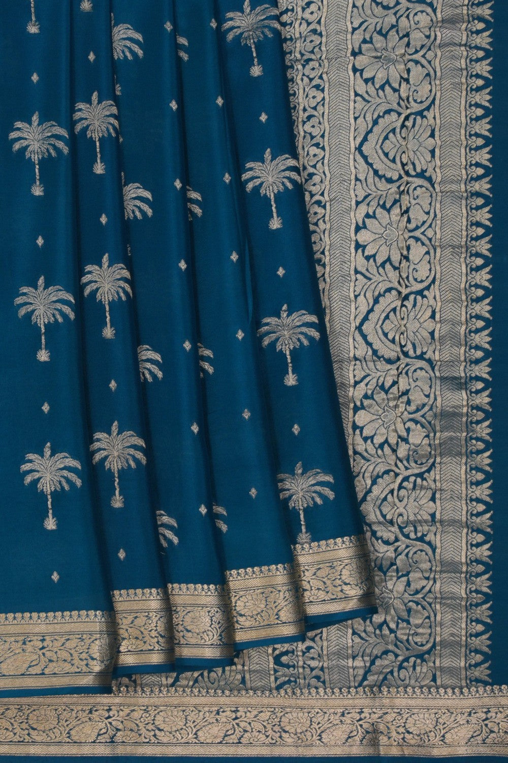 Image of Banarasi Crepe Blue Saree