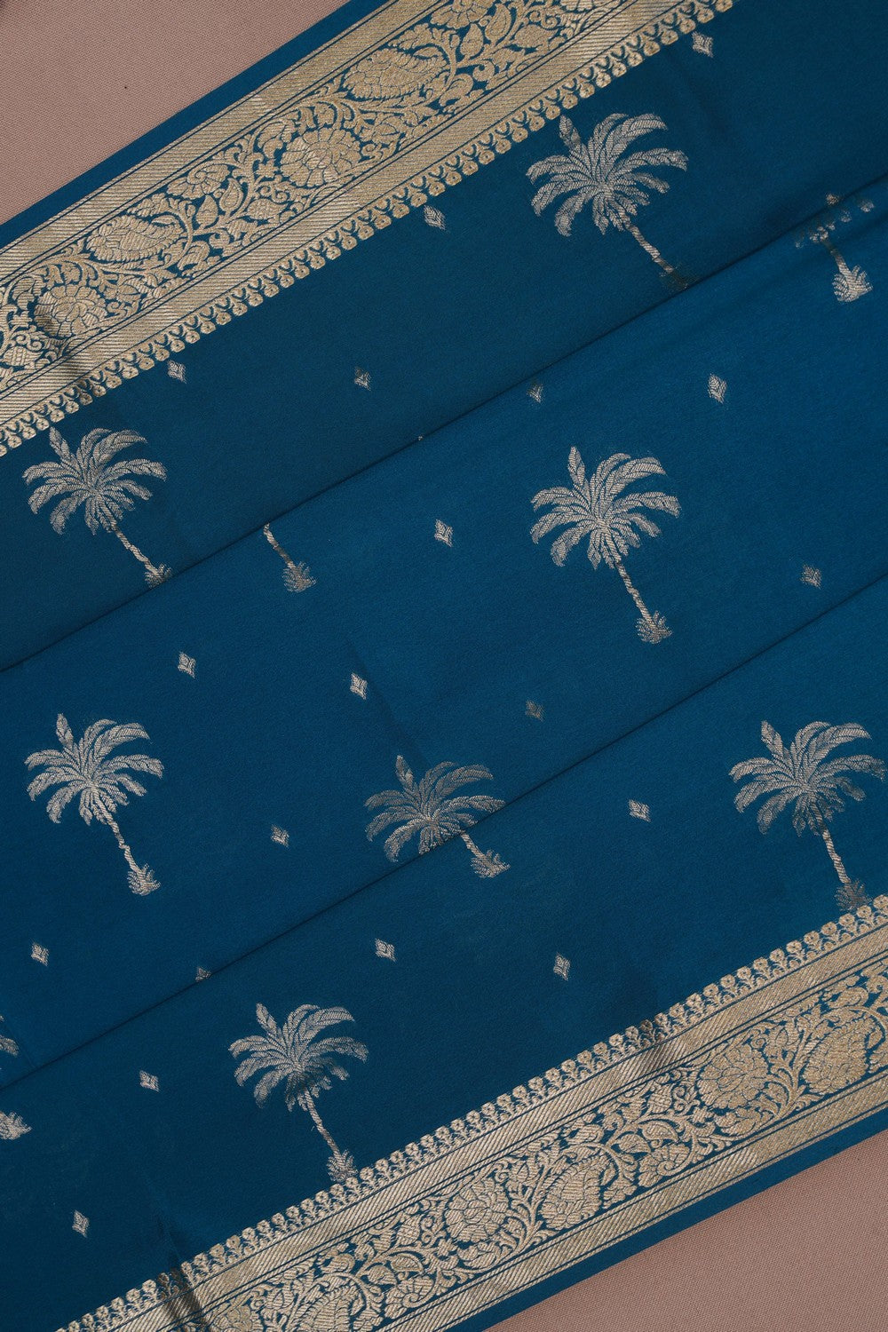 Image of Banarasi Crepe Blue Saree