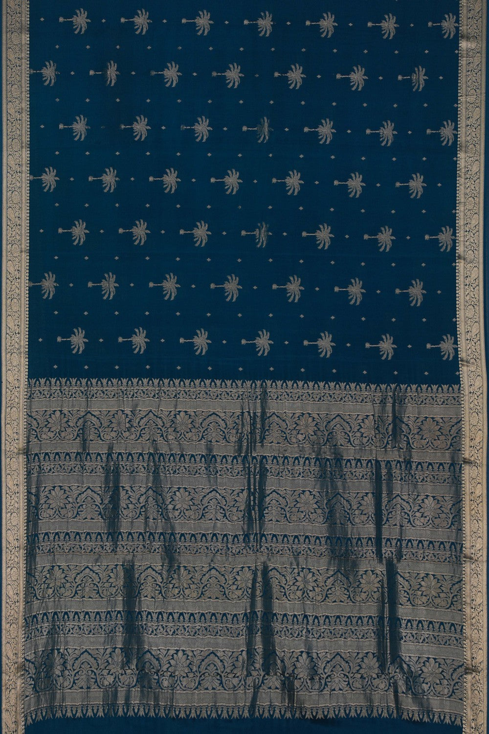 Image of Banarasi Crepe Blue Saree