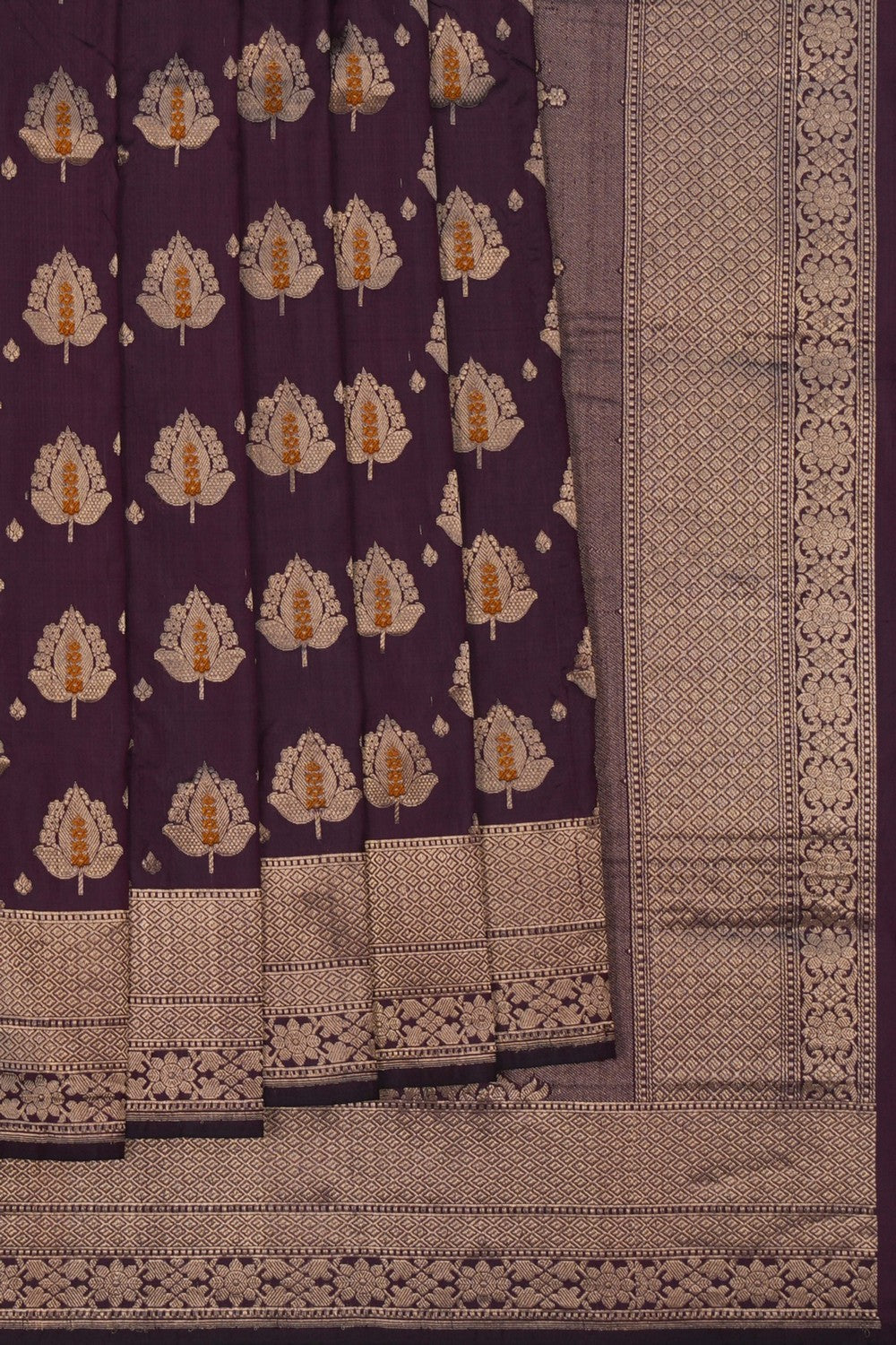 Image of Banarasi Brocade Silk Brown Saree